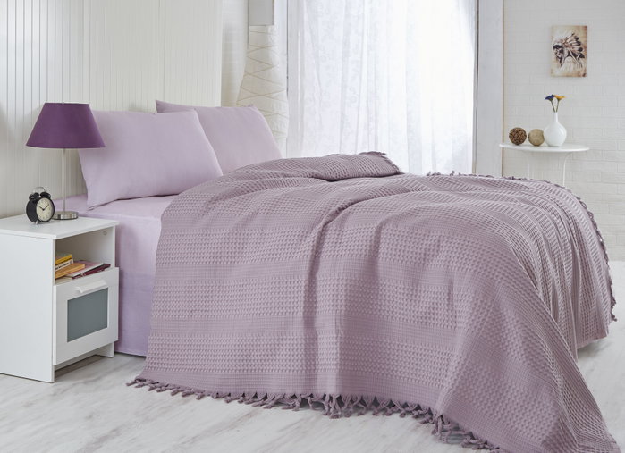 L'essentiel linge de maison Sábanas de piqué dobles Púrpura 220 x 240 cm